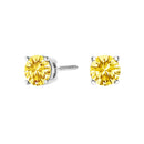 14K White Gold 1.0 Cttw Lab Grown Yellow Diamond Solitaire Stud Earrings (Yellow Color, VS2-SI1 Clarity)-2