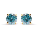 14K Yellow Gold 1.0 Cttw Treated Aqua Blue Diamond Classic Solitaire Stud Earrings (Aqua Blue Color, I2-I3 Clarity)-5