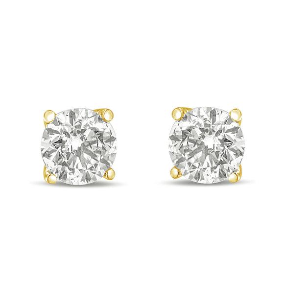 14K Yellow Gold 1.0 Cttw Lab Grown Diamond Solitaire Stud Earrings