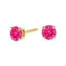 14K Yellow Gold 1.00 Cttw Round Brilliant Cut Lab Grown Pink Diamond 4-Prong Classic Solitaire Earrings (Pink Color, VVS2-VS1 Clarity)-5