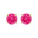 14K Yellow Gold 1.00 Cttw Round Brilliant Cut Lab Grown Pink Diamond 4-Prong Classic Solitaire Earrings (Pink Color, VVS2-VS1 Clarity)-6