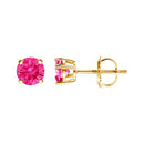 14K Yellow Gold 1.00 Cttw Round Brilliant Cut Lab Grown Pink Diamond 4-Prong Classic Solitaire Earrings (Pink Color, VVS2-VS1 Clarity)-7