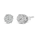 .925 Sterling Silver 1/2 cttw Prong Set Round-Cut Diamond Cluster Stud Earring (I-J Color, I2-I3 Clarity)-71