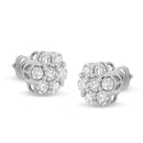 14K White Gold 3 cttw Prong Set Round-Cut Diamond Floral Cluster Stud Earring (I-J Color, SI1-SI2 Clarity)-7