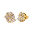 14K Yellow Gold 3.0 Cttw Diamond Floral Cluster Stud Earring-2