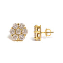 14K Yellow Gold 3.0 Cttw Diamond Floral Cluster Stud Earring-3
