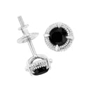 .925 Sterling Silver 1 cttw Treated Black Diamond Modern 4-Prong Solitaire Milgrain Stud Earrings (Black Color, I1-I2 Clarity)-4
