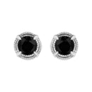 .925 Sterling Silver 1 cttw Treated Black Diamond Modern 4-Prong Solitaire Milgrain Stud Earrings (Black Color, I1-I2 Clarity)-1