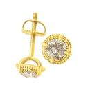 14K Yellow Gold Plated .925 Sterling Silver 1.0 Cttw Round Brilliant Cut Diamond Solitaire Milgrain Stud Earrings (K-L Color, I2-I3 Clarity)-23