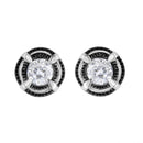 Black Rhodium Plated .925 Sterling Silver Round 1-1/2 cttw Diamond Double Halo 4-Prong Solitaire Milgrain Stud Earrings (H-I Color, I2-I3 Clarity)-6