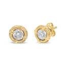 14K Yellow Gold Plated .925 Sterling Silver 1.0 Cttw Round Brilliant Cut Diamond Solitaire Milgrain Stud Earrings (K-L Color, I2-I3 Clarity)-14