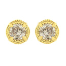 14K Yellow Gold Plated .925 Sterling Silver 1.0 Cttw Round Brilliant Cut Diamond Solitaire Milgrain Stud Earrings (K-L Color, I2-I3 Clarity)-15
