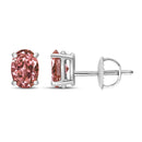 14K White Gold 1/2 Cttw Lab Grown Pink Oval 4 Prong Set Classic Diamond Solitaire Stud Earrings (Pink Color, VS2-SI1 Clarity)-7