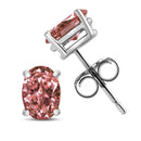 14K White Gold 1/2 Cttw Lab Grown Pink Oval 4 Prong Set Classic Diamond Solitaire Stud Earrings (Pink Color, VS2-SI1 Clarity)-8
