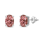 14K White Gold 1/2 Cttw Lab Grown Pink Oval 4 Prong Set Classic Diamond Solitaire Stud Earrings (Pink Color, VS2-SI1 Clarity)-9