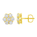 14K Yellow Gold 1.0 Cttw Diamond Flower Earring (J-K Color, I1-I2 Clarity)-6