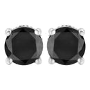 14K White Gold 2.00 Cttw Round Brilliant-Cut Black Diamond Classic 4-Prong Stud Earrings with Screw Backs (Fancy Color-Enhanced, I2-I3 Clarity)-5