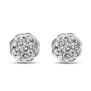 .925 Sterling Silver 1/2 Cttw Round Diamond Cluster Openwork Floral Halo Stud Earrings (I1-I2 Clarity, I-J Color)-4