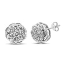 .925 Sterling Silver 1/2 Cttw Round Diamond Cluster Openwork Floral Halo Stud Earrings (I1-I2 Clarity, I-J Color)-5