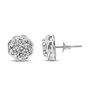 .925 Sterling Silver 1/2 Cttw Round Diamond Cluster Openwork Floral Halo Stud Earrings (I1-I2 Clarity, I-J Color)-6