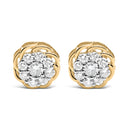 10K Yellow Gold Plated .925 Sterling Silver 1/2 Cttw Diamond Cluster Stud Earrings (J-K Color, I2-I3 Clarity)-4
