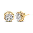 10K Yellow Gold Plated .925 Sterling Silver 1/2 Cttw Diamond Cluster Stud Earrings (J-K Color, I2-I3 Clarity)-5