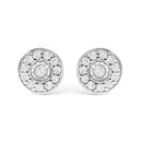 .925 Sterling Silver 1/4 Cttw Diamond Miracle Set Solitaire with Halo Stud Earrings-1
