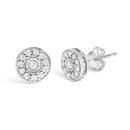 .925 Sterling Silver 1/4 Cttw Diamond Miracle Set Solitaire with Halo Stud Earrings-2