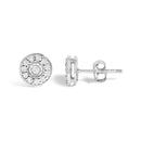 .925 Sterling Silver 1/4 Cttw Diamond Miracle Set Solitaire with Halo Stud Earrings-3