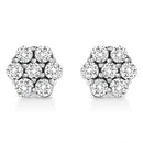 14K White Gold 1/2 Cttw Prong Set Round-Cut Diamond Flower Stud Earring (H-I Color, I1-I2 Clarity)-5