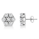 14K White Gold 1/2 Cttw Prong Set Round-Cut Diamond Flower Stud Earring (H-I Color, I1-I2 Clarity)-8
