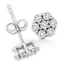 14K White Gold 1/2 Cttw Prong Set Round-Cut Diamond Flower Stud Earring (H-I Color, I1-I2 Clarity)-7