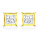 14K Yellow Gold 1 Cttw Princess Cut Diamond Square Stud Earrings-8