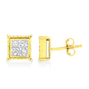 14K Yellow Gold 1 Cttw Princess Cut Diamond Square Stud Earrings-10