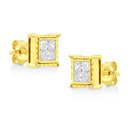 14K Yellow Gold 1 Cttw Princess Cut Diamond Square Stud Earrings-11