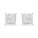 14K White Gold 1 1/2 Cttw Invisible Set Princess-Cut Diamond Contemporary Wavy Quad Stud Earrings (I-J Color, I1-I2 Clarity)-6