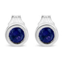 .925 Sterling Silver Bezel Set 3.5mm Created Red Ruby Gemstone Solitaire Stud Earrings-4