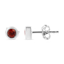 .925 Sterling Silver Bezel Set 3.5mm Created Red Ruby Gemstone Solitaire Stud Earrings-2
