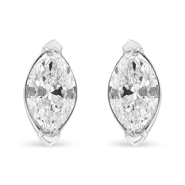 14K White Gold 4/5 Cttw Marquise Lab Grown Diamond Solitaire Stud Earrings - 0