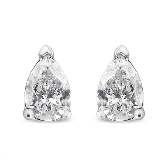14K White Gold 1/2 Cttw Pear Shape Solitaire Lab Grown Diamond Stud Earrings (F-G Color, VS2-SI1 Clarity)