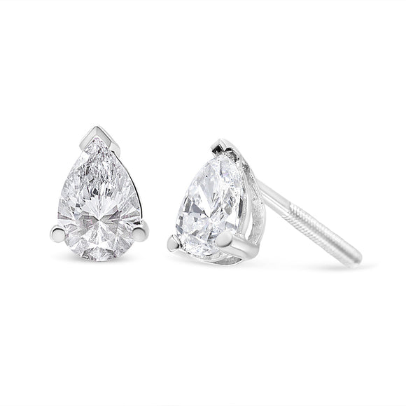 14K White Gold 1/2 Cttw Pear Shape Solitaire Lab Grown Diamond Stud Earrings (F-G Color, VS2-SI1 Clarity)