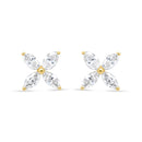14K White Gold 1/2 Cttw Marquise Diamond 8 Stone Floral Leaf Stud Earrings (H-I Color, SI1-SI2 Clarity)-16