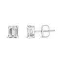 14K White Gold 1.0 Cttw Emerald Cut Lab-Grown Diamond Solitaire Stud Earrings (F-G Color, VS1-VS2 Clarity)-3