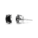 14K White Gold 3.00 Cttw Oval Cut Black Diamond Solitaire Stud Earrings (Black Color, I2-I3 Clarity)-6