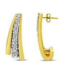 10K Yellow Gold Plated .925 Sterling Silver 0.50 Cttw Round Diamond Graduated Huggie Earrings (I-J Color, I2-I3 Clarity)-6