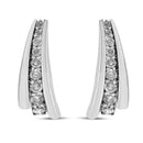 .925 Sterling Silver 1 Cttw Round Diamond Graduated Huggie Earrings (I2-I3 Clarity, I-J Color)-5