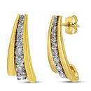 10K Yellow Gold Plated .925 Sterling Silver 1.00 Cttw Round Diamond Graduated Huggie Stud Earrings (I-J Color, I2-I3 Clarity)-5