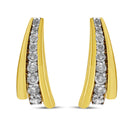 10K Yellow Gold Plated .925 Sterling Silver 1.00 Cttw Round Diamond Graduated Huggie Stud Earrings (I-J Color, I2-I3 Clarity)-6