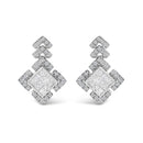 10K White Gold 3/5 Cttw Princess Diamond Geometric Drop Earrings-1