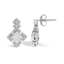 10K White Gold 3/5 Cttw Princess Diamond Geometric Drop Earrings-3